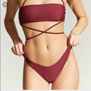 Forever 21 Burgundy/Red Swim Bikini Top